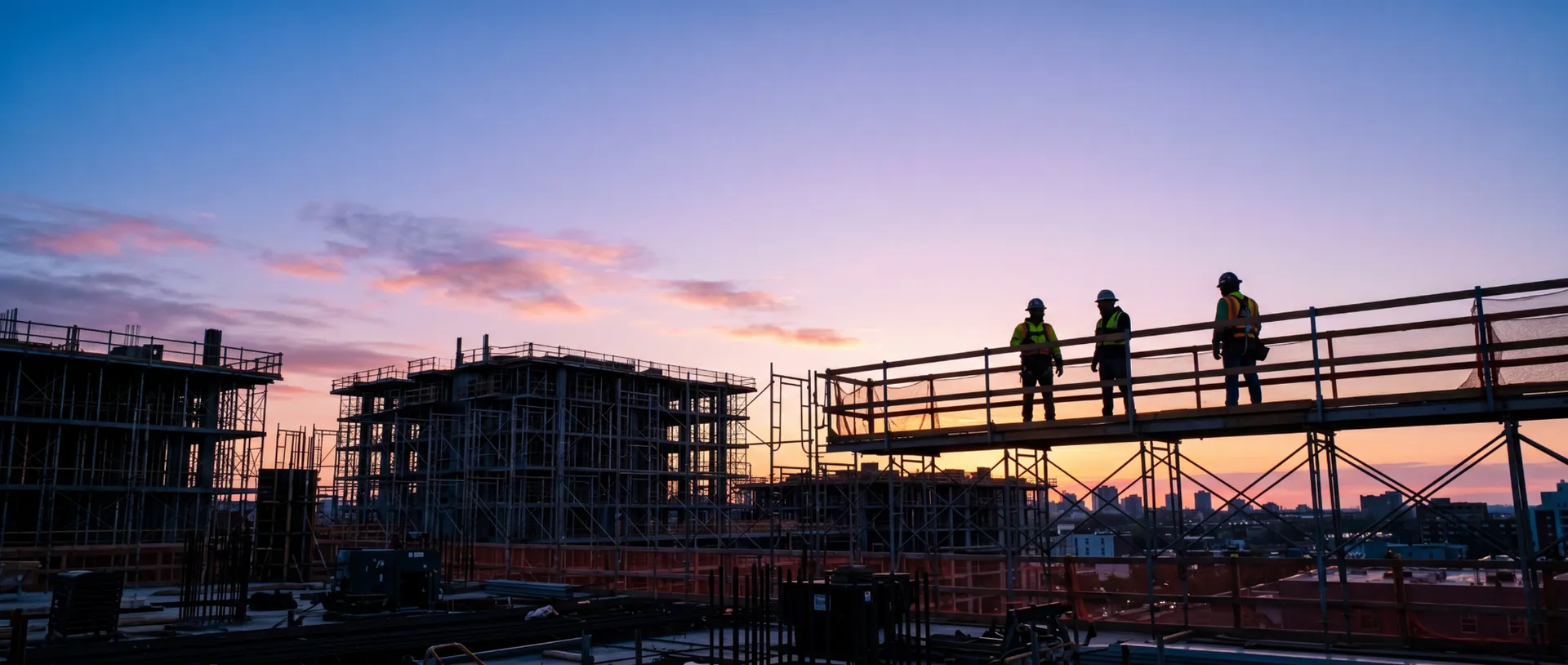Chantier de construction Atlantique Construction au crépuscule